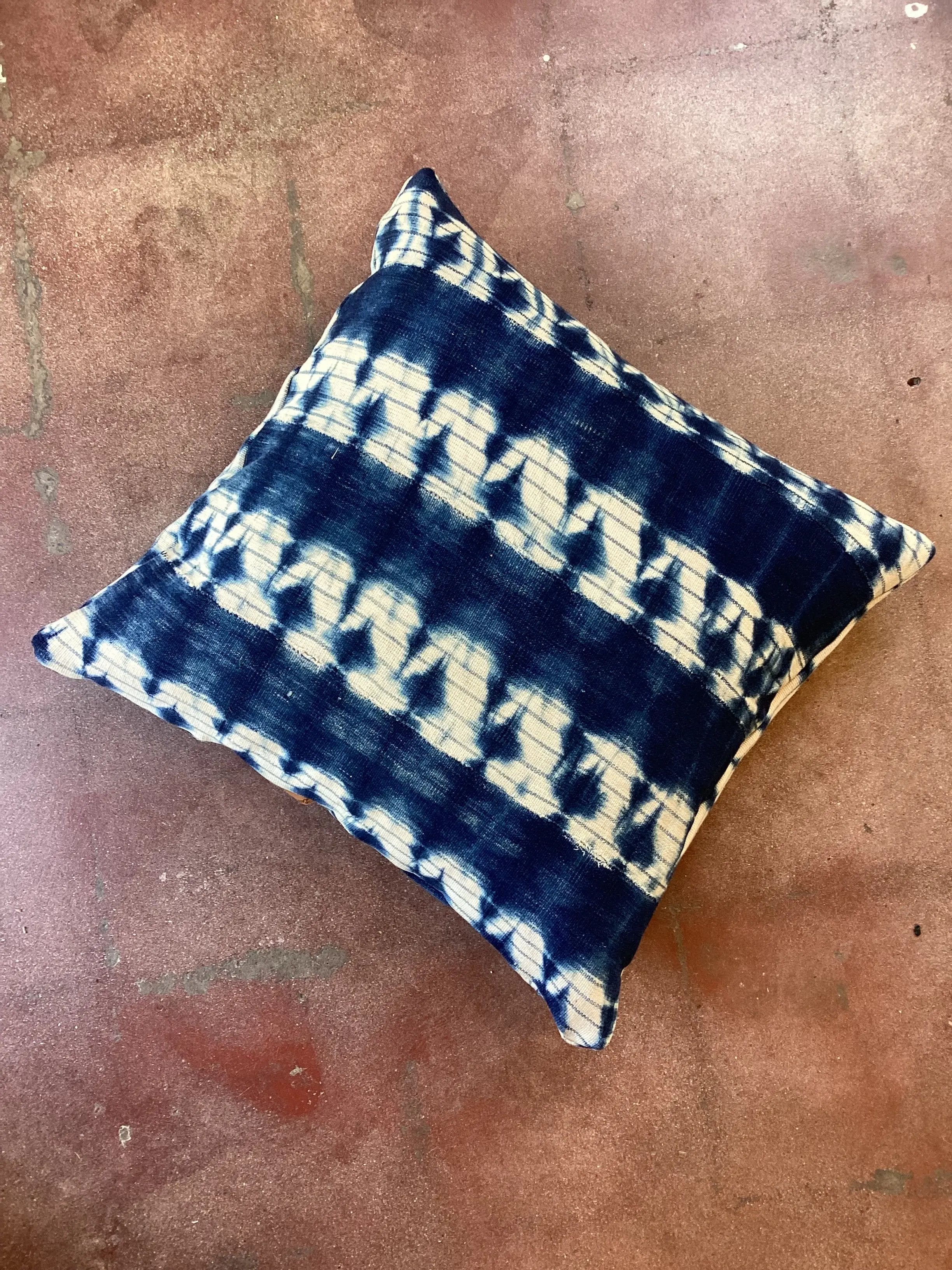 African Denim Pillow Late Sunday Afternoon