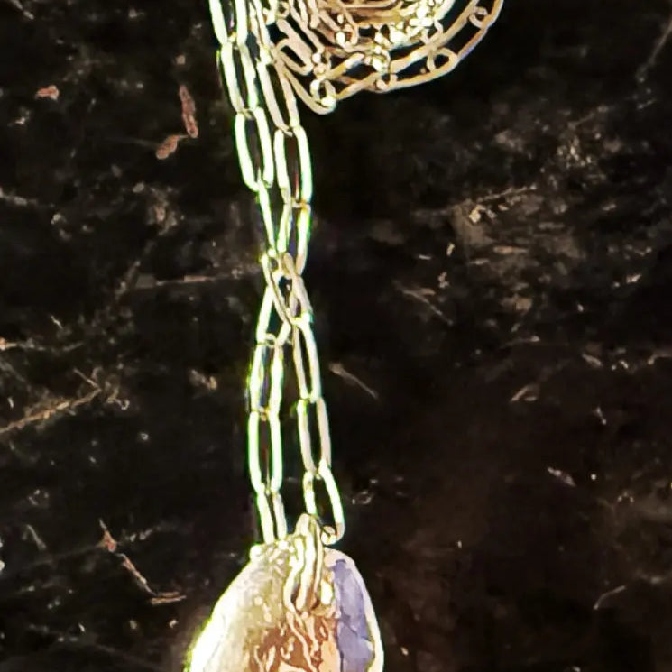 Silver Pendant with Paperclip chain Sunhawk Studio