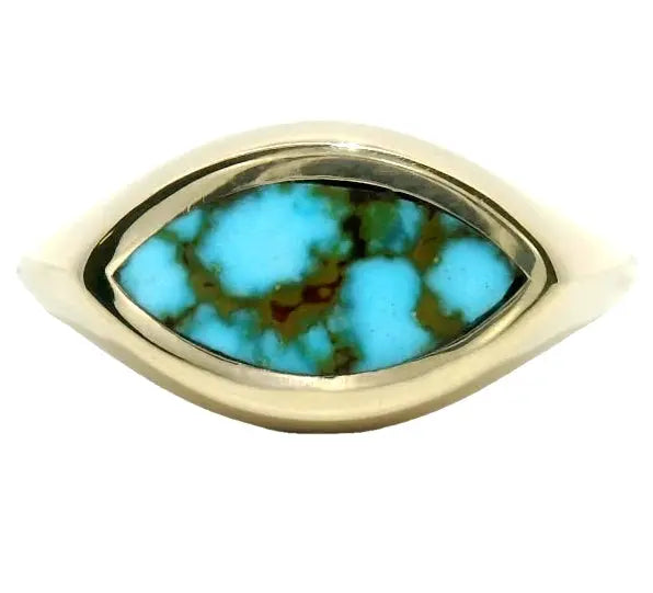 Marquise Signet Ring - Red Web Turquoise Young in the Mountains