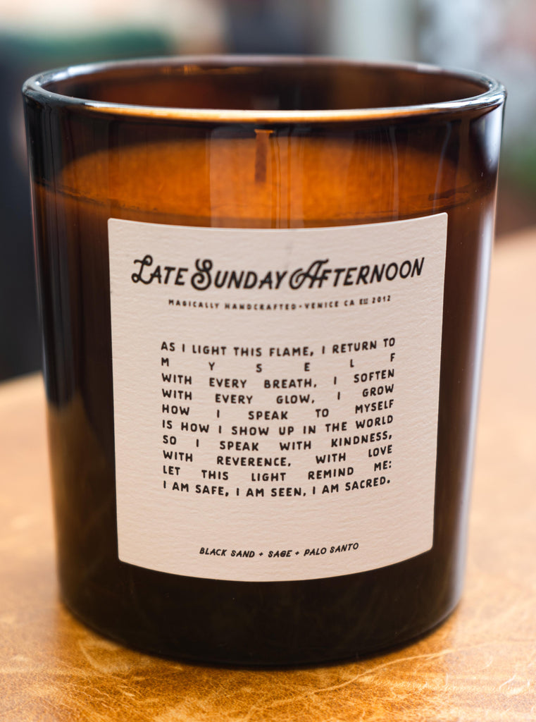 Intention Candle - Black Sand, Sage and Palo Santo Late Sunday Afternoon