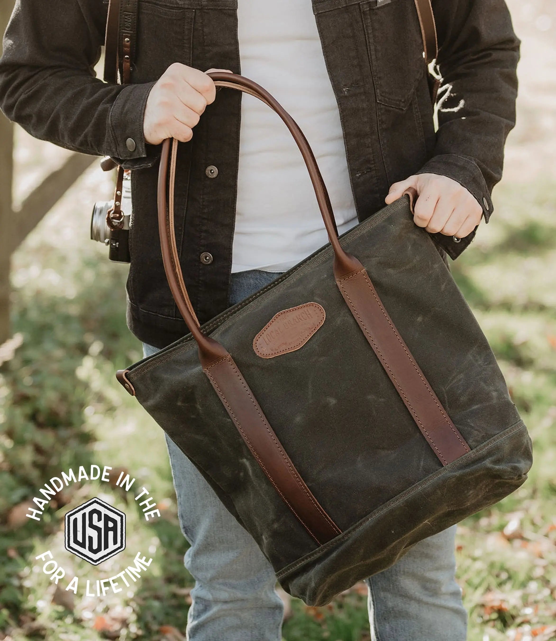 Voyager Waxed Canvas Tote - USA Made - Late Sunday Afternoon