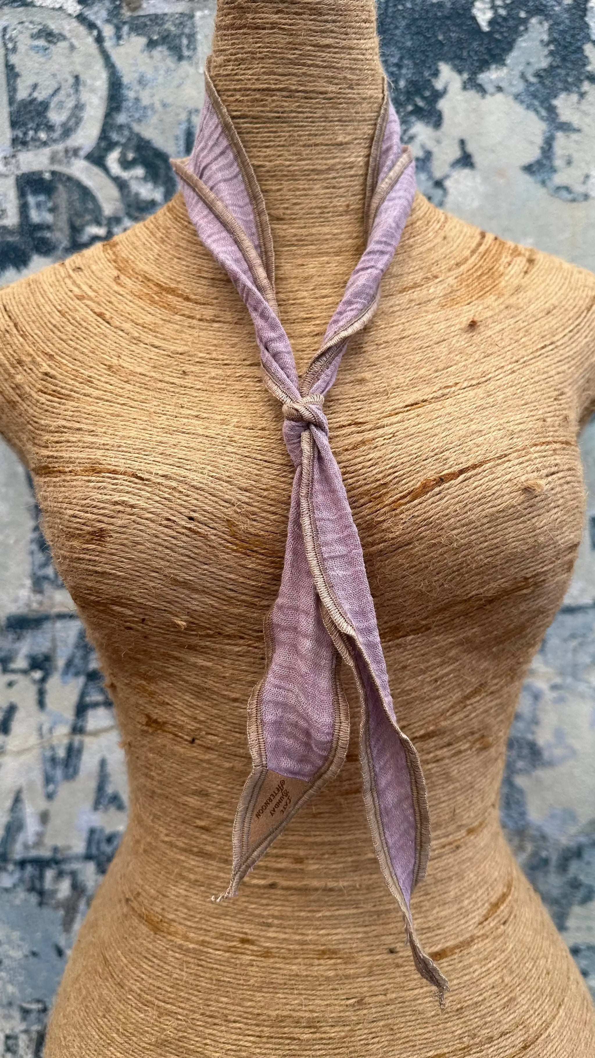 brown purple scarf outfit