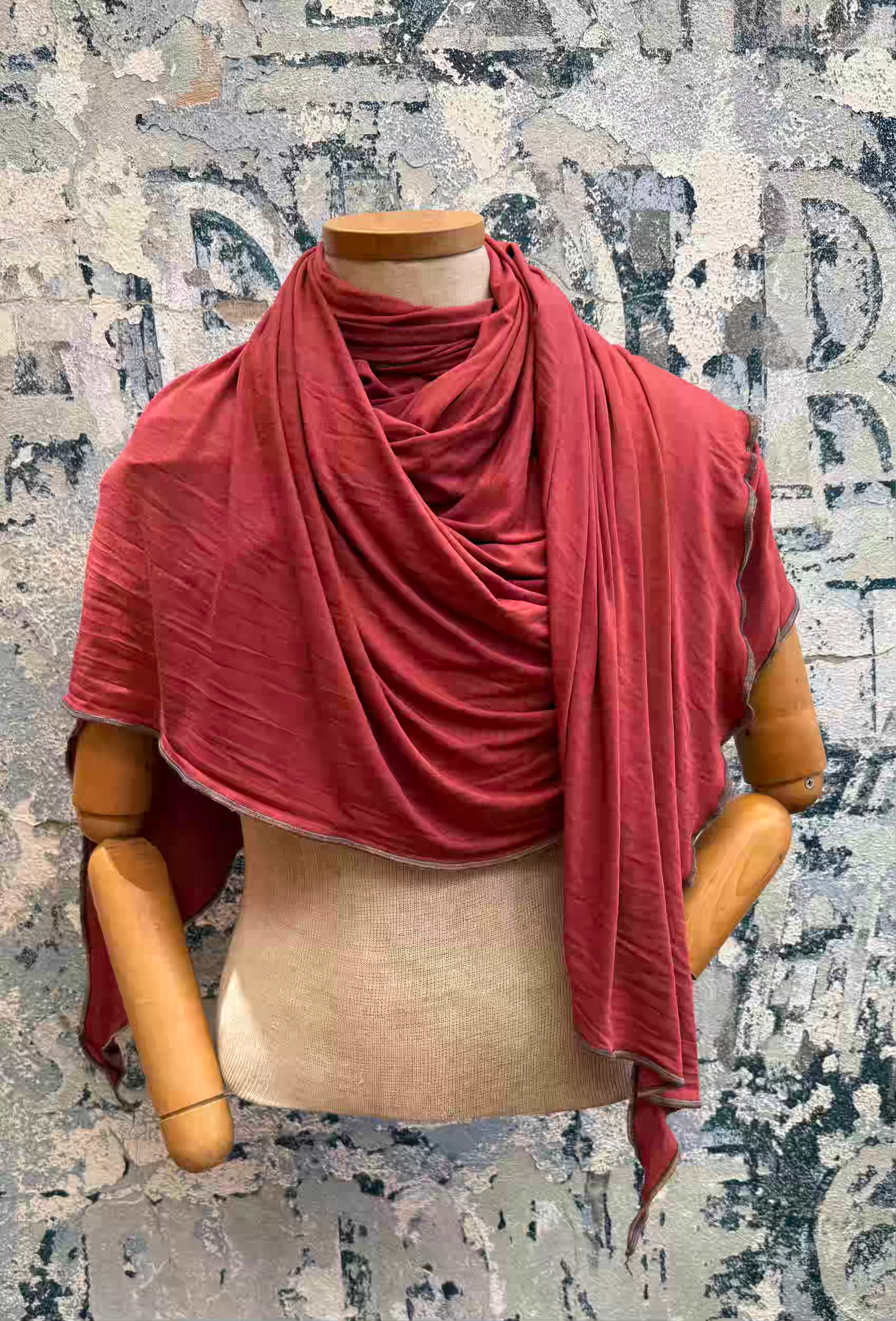 SALSATION　Shawl with opening　ライトレッド Handmade Crimson Sunbird Scarf | Shop Unique Scarves & Wraps