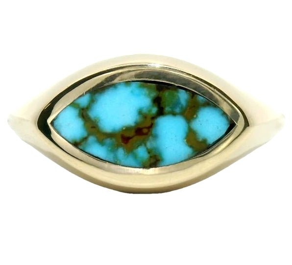 Marquise Signet Ring - Red Web Turquoise Young in the Mountains