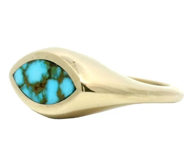Marquise Signet Ring - Red Web Turquoise Young in the Mountains