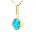 Small Reversible Pendant - Turquoise & Black Jade Young in the Mountains