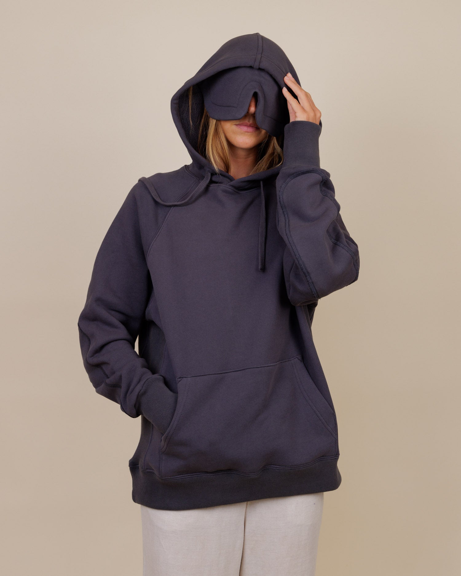 Hoodie Mit Integrierter Schlafmaske - Reise-Pullover Mit Versteckten Taschen, Oversize Comfort